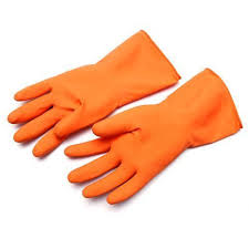 Orange Rubber Gloves - Industrial Application - Product Image