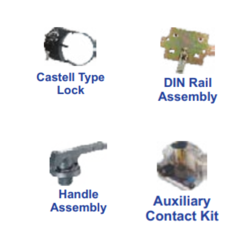 LT Spares for type FNX - Castell Type Lock - DIN Rail Assembly - Auxiliary Contact Kit - Handle Assembly - Product Image