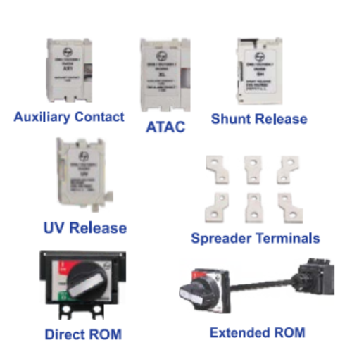 LT Accessories for MCCBs - DU100D / DU125D / DU100H / DU125H - Auxiliary Contact - ATAC - Shunt Release - UV Release - Spreader Terminals - Direct ROM - Extended ROM - Product Image