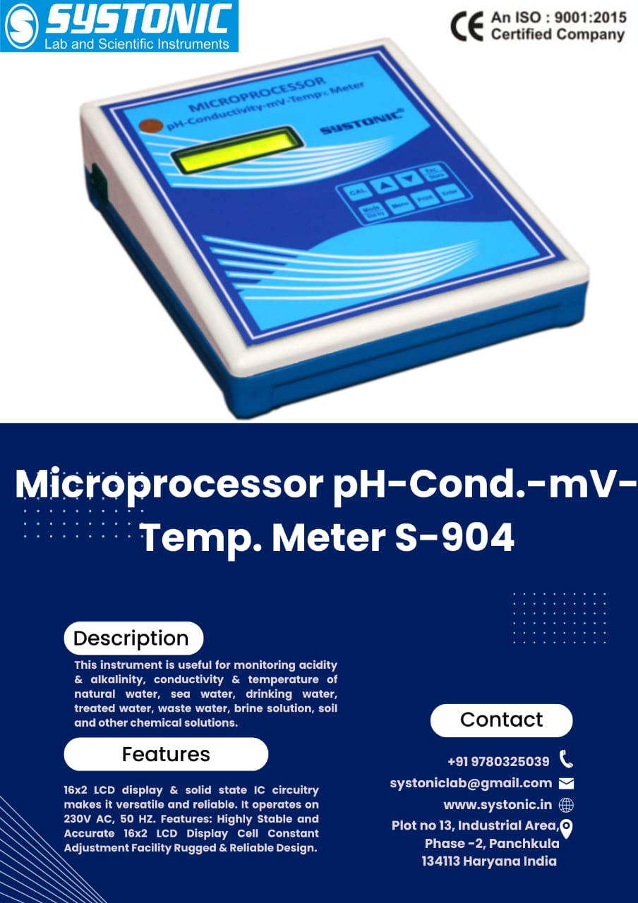 Systonic Microprocessor pH-Cond.-mV- Temperature Meter S-904 - Product Image