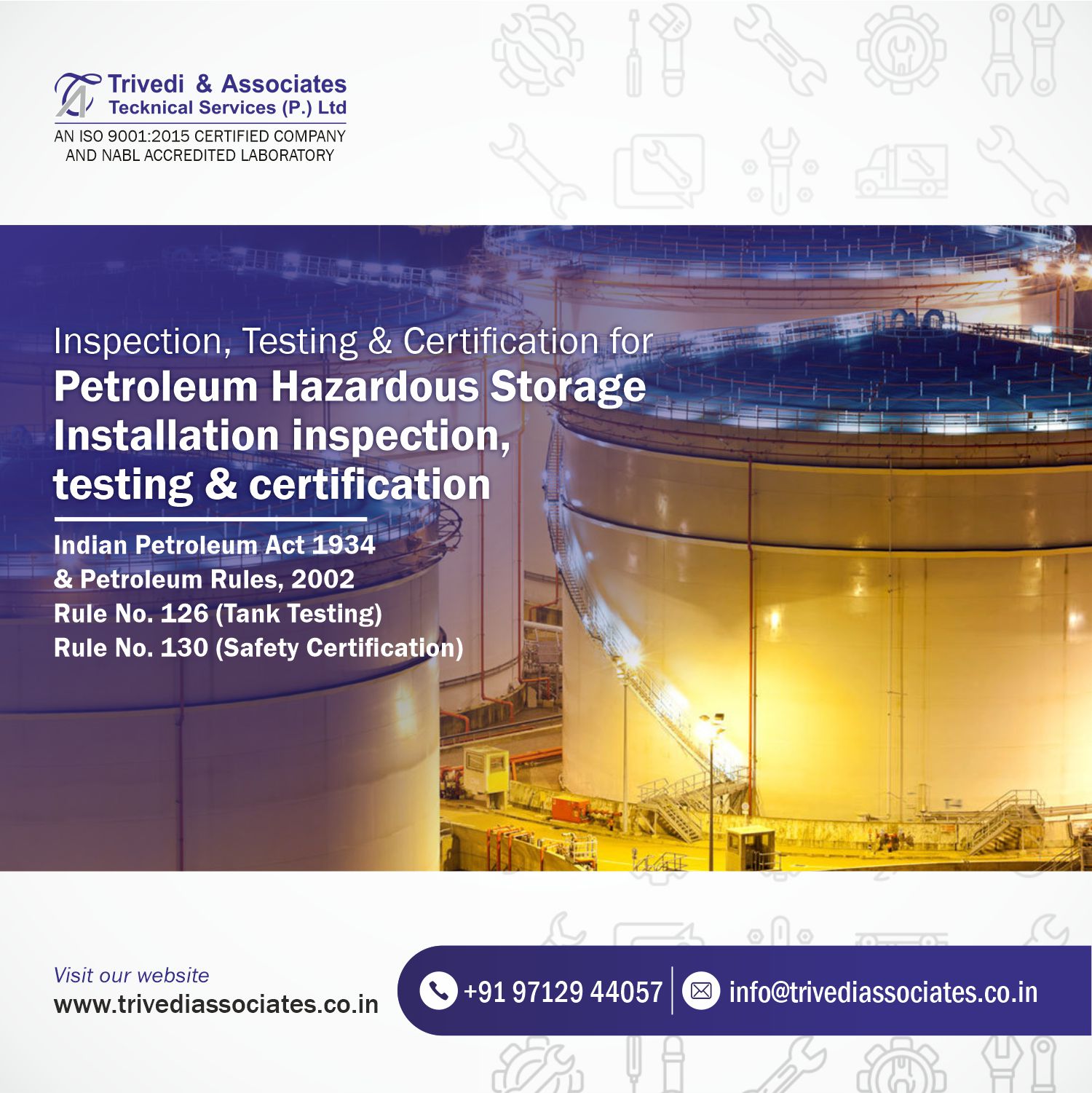 Inspection of Petroleum Storage Tank and issuing of Testing Certificate under Rule 126. - Service Image